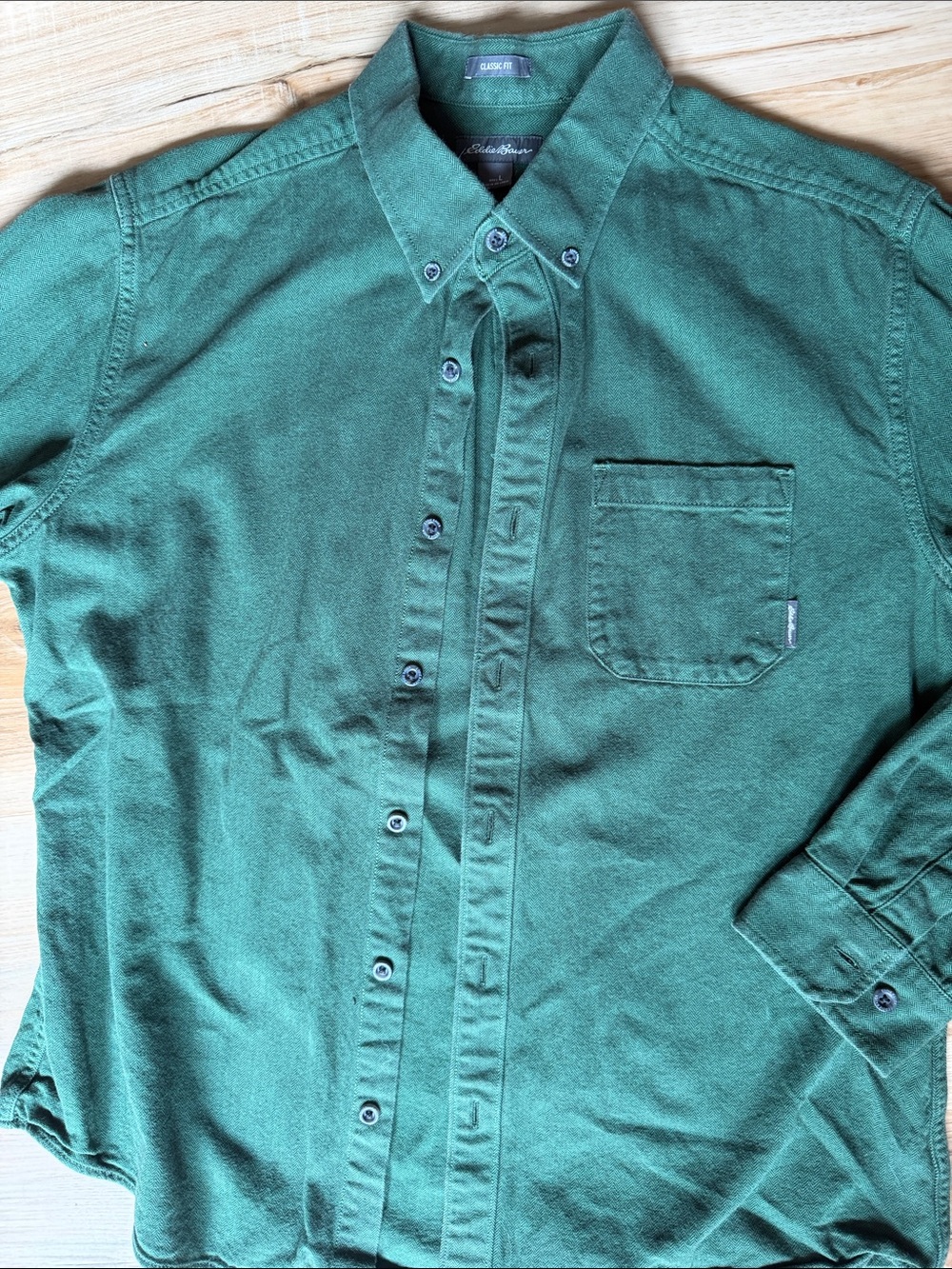 Eddie Bauer Forest Green Long-Sleeve Button-Down Shirt